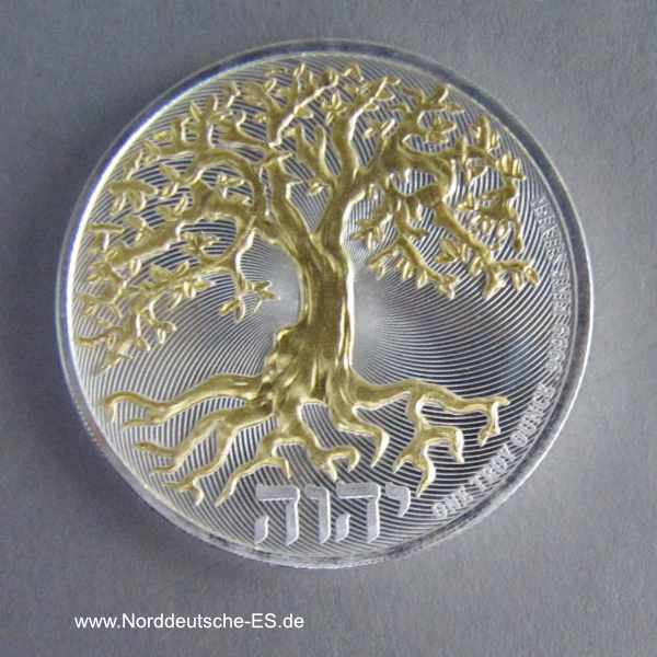Niue 1 oz Silber 2 Dollars Lebensbaum teilvergoldet 2020