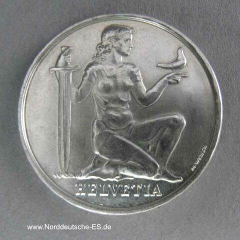Schweiz 5 Franken Silbermünze Eidgenössische Wehranleihe 1936 Pro Patria Armis Tuenda