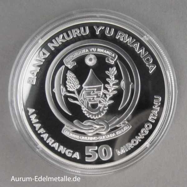 Ruanda 1 oz Silber 50 RWF African Ounce Geparden 2013 PP
