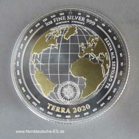 Tokelau 1 oz Silber 5 Dollars Terra teilvergoldet 2020