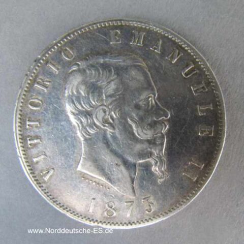 Italien 5 Lire Silber Vittorio Emanuele II 1873 Mailand