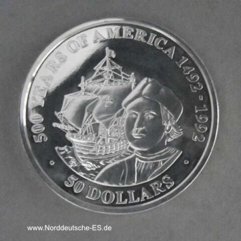 Cook Islands 50 Dollars 500 Jahre Amerika 1989 Christoph Kolumbus