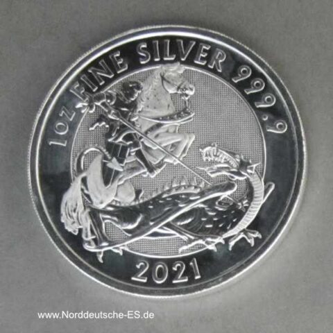 Silbermünze 1 oz Valiant 2021 St. George 2 Pounds
