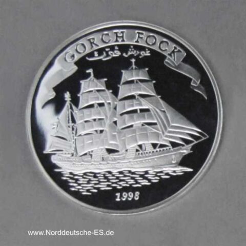 Somalia 5000 Shillings Silbermünze Segelschiff Gorch Fock 1998 PP