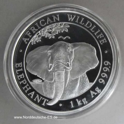 Somalia 1 Kg Silbermünze 9999 African Wildlife Elephant 2021