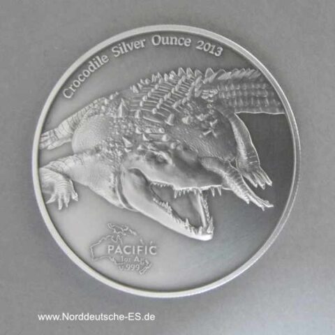 Tokelau 1 oz Silber Krokodil Antik-Finish 5 Dollars 2013