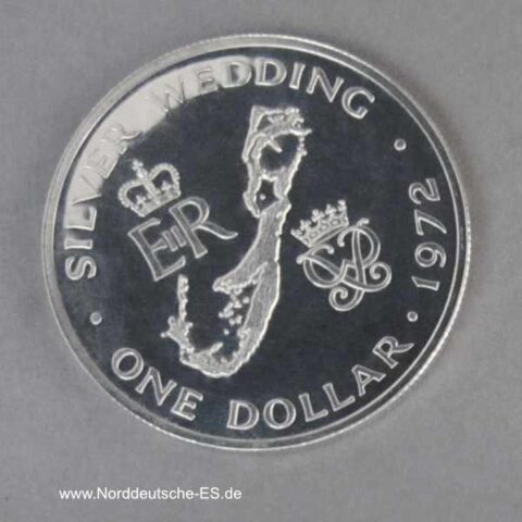 Bermuda 1 Dollar Silbermünze Silberhochzeit 1972
