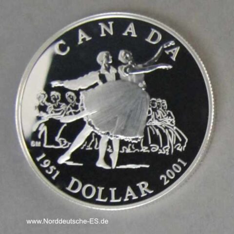 Kanada 1 Dollar Silbermünze 50 Jahre Nationalballett 2001
