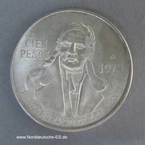 Mexiko Silbermünze 100 Pesos Morelos 1977-1979