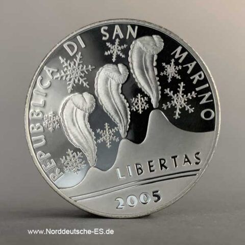 Italien San Marino 5 Euro Silbermünze XX Olympische Winterspiele Abfahrt 2006
