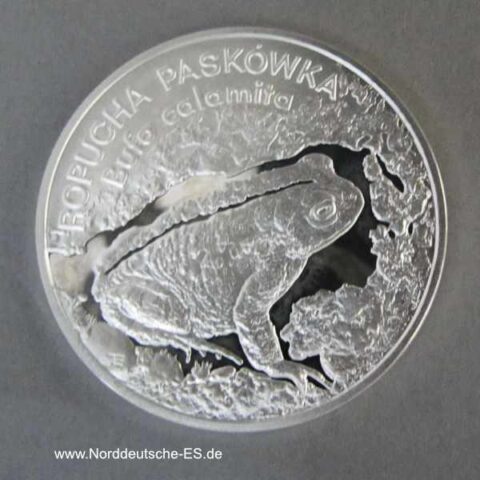 Polen 20 Zloty Silbermünze Kreuzkröte Bufo Calamita 1998