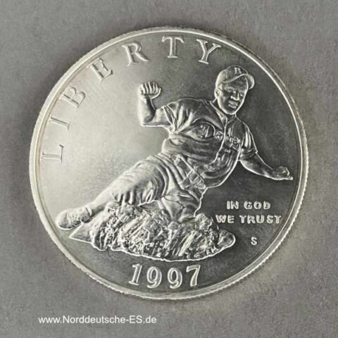 USA 1 Dollar Silber Jackie Robinson 1997 Stempelglanz