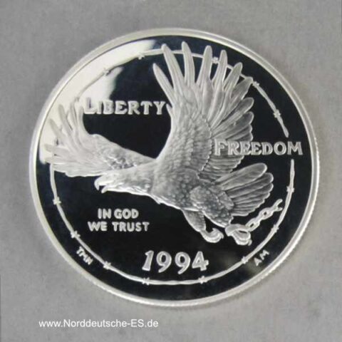 USA 1 Dollar Silber National Prisoner of War Museum 1994 PP