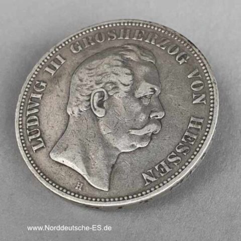 Deutsches Reich 5 Mark Silber Grossherzog von Hessen Ludwig III 1876
