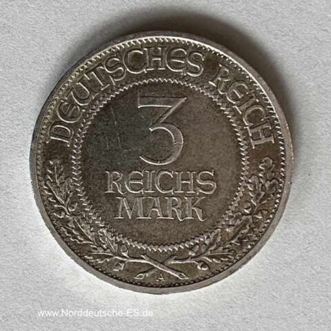 Deutsches Reich 3 Reichsmark 700 Jahre Reichsfreiheit Lübeck 1926 Silbermünze