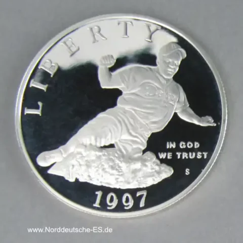 USA 1 Dollar Silber Jackie Robinson 1997 PP