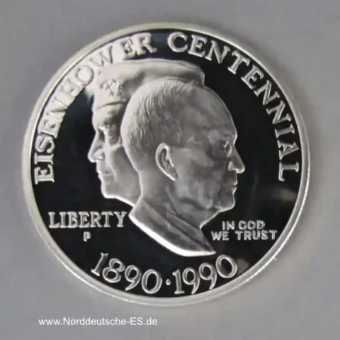 USA 1 Dollar Silbermünze Eisenhower Centennial 1990 PP