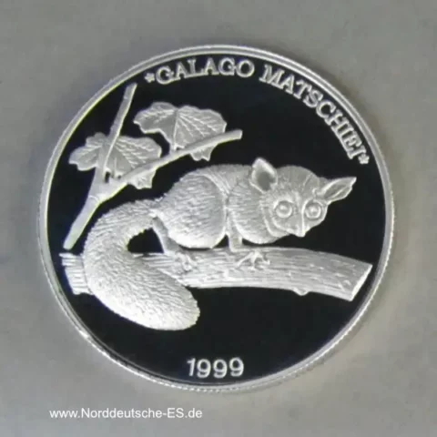 Uganda 500 ugandische Shilling silber Galago Matschiei 1999 Brillengalago
