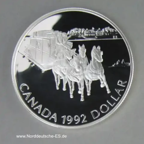 Kanada 1 Dollar 175-jähriges Jubiläum der Kingston Postkutsche Silber 1992