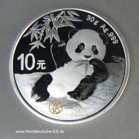 Panda Silbermünze 10 Yuan 2020 Privy Mark W16