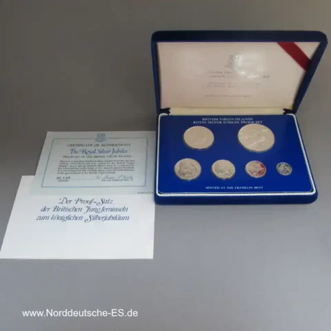 British Virgin Islands 6 x Münzen Royal Silver Jubilee Proof Set 1977