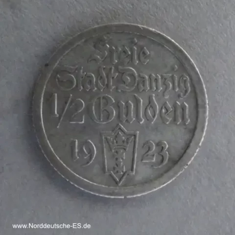 Danzig 1/2 Gulden Silbermünze 1923