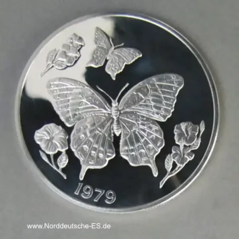 Jamaika 10 Dollar Silber Schmetterling 1979 PP