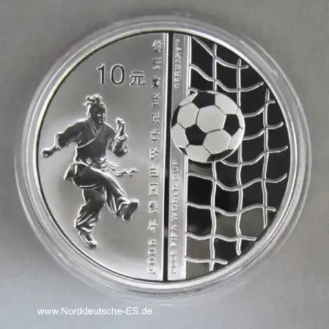 China 10 Yuan Silber 2005 Fifa World Cup 2006 Germany