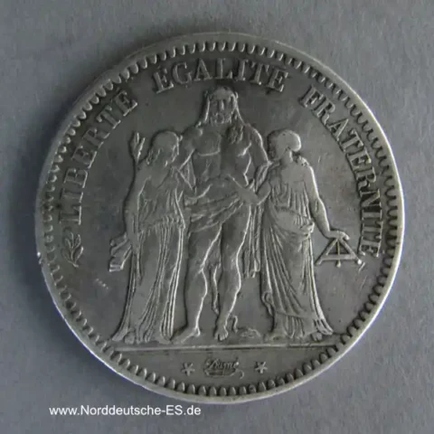 Frankreich 5 Francs Silbermünze Herkulesgruppe 1848-1849