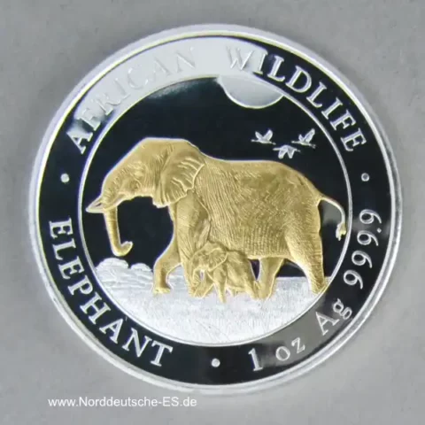 Somalia Elephant 1 oz Silber teilvergoldet 2022