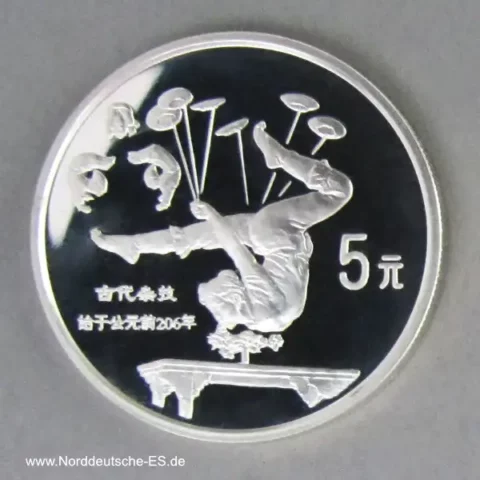 China 5 Yuan Silbermünze Akrobatik 1997