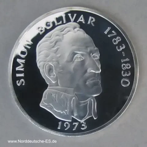 Panama 20 Balboas Silbermünze 1973 Simon Bolivar Proof