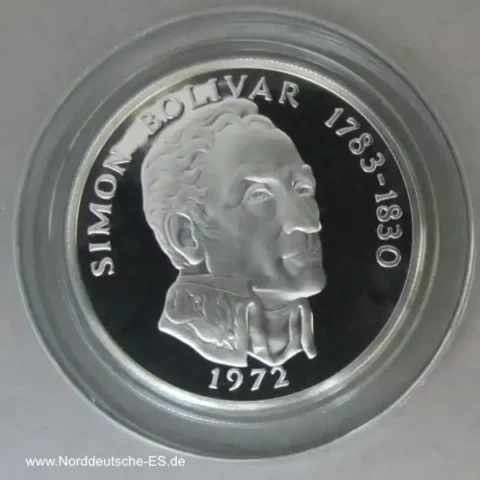 Panama 20 Balboas Silbermünze 1972 Simon Bolivar Proof